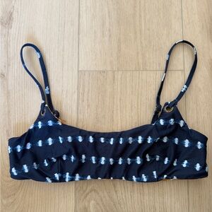 Navy and White Tie-Dye Bikini Top